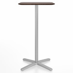 2 Inch X Base Bar/ Counter Table - Silver Powder Coated Aluminum / Walnut Plywood
