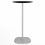 2 Inch Flat Base Bar Round Table - Hand Brushed Aluminum / Black HPL