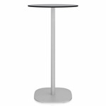 2 Inch Flat Base Bar Round Table - Hand Brushed Aluminum / Grey HPL