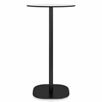 2 Inch Flat Base Bar Round Table - Black Powder Coated Aluminum / White HPL