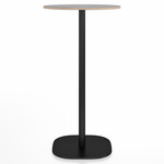 2 Inch Flat Base Bar Round Table - Black Powder Coated Aluminum / Grey Laminate Plywood