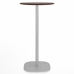 2 Inch Flat Base Bar Round Table - Hand Brushed Aluminum / Walnut Plywood