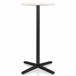 2 Inch X Base Bar Round Table - Black Powder Coated Aluminum / Accoya Wood