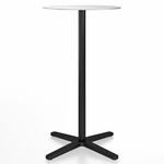 2 Inch X Base Bar Round Table - Black Powder Coated Aluminum / Hand Brushed Aluminum