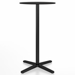 2 Inch X Base Bar Round Table - Black Powder Coated Aluminum / Black HPL