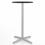 2 Inch X Base Bar Round Table - Silver Powder Coated Aluminum / Grey HPL