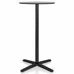 2 Inch X Base Bar Round Table - Black Powder Coated Aluminum / Grey HPL