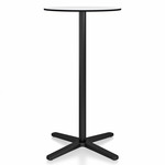 2 Inch X Base Bar Round Table - Black Powder Coated Aluminum / White HPL