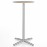 2 Inch X Base Bar Round Table - Silver Powder Coated Aluminum / Grey Laminate Plywood