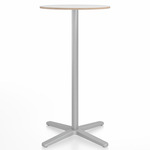 2 Inch X Base Bar Round Table - Silver Powder Coated Aluminum / White Laminate Plywood