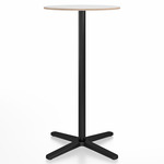 2 Inch X Base Bar Round Table - Black Powder Coated Aluminum / White Laminate Plywood