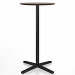 2 Inch X Base Bar Round Table - Black Powder Coated Aluminum / Walnut Plywood
