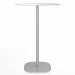 2 Inch Flat Base Bar Round Table - Hand Brushed Aluminum / Hand Brushed Aluminum
