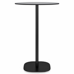 2 Inch Flat Base Bar Round Table - Black Powder Coated Aluminum / Grey HPL