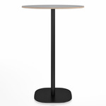 2 Inch Flat Base Bar Round Table - Black Powder Coated Aluminum / Grey Laminate Plywood