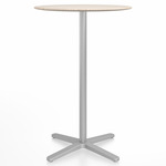 2 Inch X Base Bar Round Table - Silver Powder Coated Aluminum / Ash Plywood