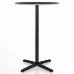 2 Inch X Base Bar Round Table - Black Powder Coated Aluminum / Black Laminate Plywood