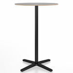 2 Inch X Base Bar Round Table - Black Powder Coated Aluminum / Grey Laminate Plywood