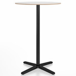 2 Inch X Base Bar Round Table - Black Powder Coated Aluminum / White Laminate Plywood
