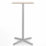 2 Inch X Base Bar Square Table - Silver Powder Coated Aluminum / Ash Plywood