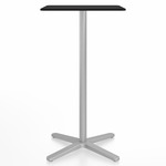 2 Inch X Base Bar Square Table - Silver Powder Coated Aluminum / Black HPL