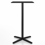 2 Inch X Base Bar Square Table - Black Powder Coated Aluminum / Black HPL