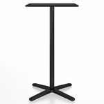 2 Inch X Base Bar Square Table - Black Powder Coated Aluminum / Black HPL