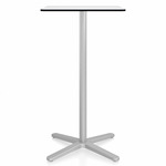 2 Inch X Base Bar Square Table - Silver Powder Coated Aluminum / White HPL