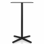 2 Inch X Base Bar Square Table - Black Powder Coated Aluminum / White HPL