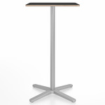 2 Inch X Base Bar Square Table - Silver Powder Coated Aluminum / Black Laminate Plywood