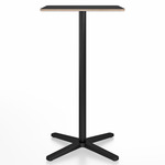2 Inch X Base Bar Square Table - Black Powder Coated Aluminum / Black Laminate Plywood