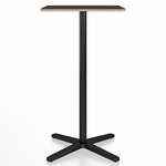 2 Inch X Base Bar Square Table - Black Powder Coated Aluminum / Black Laminate Plywood