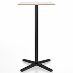 2 Inch X Base Bar Square Table - Black Powder Coated Aluminum / White Laminate Plywood