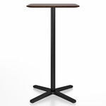 2 Inch X Base Bar Square Table - Black Powder Coated Aluminum / Walnut Plywood