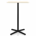 2 Inch X Base Bar Square Table - Black Powder Coated Aluminum / Accoya Wood