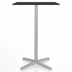 2 Inch X Base Bar Square Table - Silver Powder Coated Aluminum / Black HPL