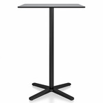 2 Inch X Base Bar Square Table - Black Powder Coated Aluminum / Grey HPL