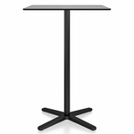 2 Inch X Base Bar Square Table - Black Powder Coated Aluminum / Grey HPL