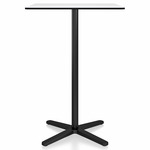 2 Inch X Base Bar Square Table - Black Powder Coated Aluminum / White HPL