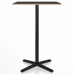 2 Inch X Base Bar Square Table - Black Powder Coated Aluminum / Black Laminate Plywood