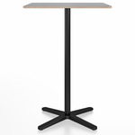2 Inch X Base Bar Square Table - Black Powder Coated Aluminum / Grey Laminate Plywood