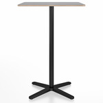 2 Inch X Base Bar Square Table - Black Powder Coated Aluminum / Grey Laminate Plywood