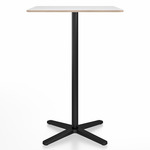 2 Inch X Base Bar Square Table - Black Powder Coated Aluminum / White Laminate Plywood