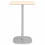 2 Inch Flat Base Bar/ Counter Table - Hand Brushed Aluminum / Accoya Wood