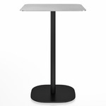 2 Inch Flat Base Bar/ Counter Table - Black Powder Coated Aluminum / Hand Brushed Aluminum