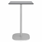 2 Inch Flat Base Bar/ Counter Table - Hand Brushed Aluminum / Grey HPL
