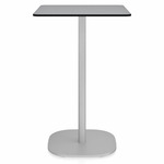 2 Inch Flat Base Bar/ Counter Table - Hand Brushed Aluminum / Grey HPL