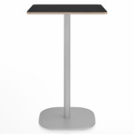 2 Inch Flat Base Bar/ Counter Table - Hand Brushed Aluminum / Black Laminate Plywood