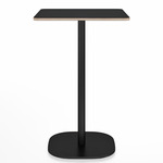 2 Inch Flat Base Bar/ Counter Table - Black Powder Coated Aluminum / Black Laminate Plywood