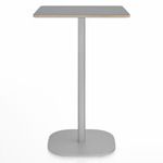2 Inch Flat Base Bar/ Counter Table - Hand Brushed Aluminum / Grey Laminate Plywood